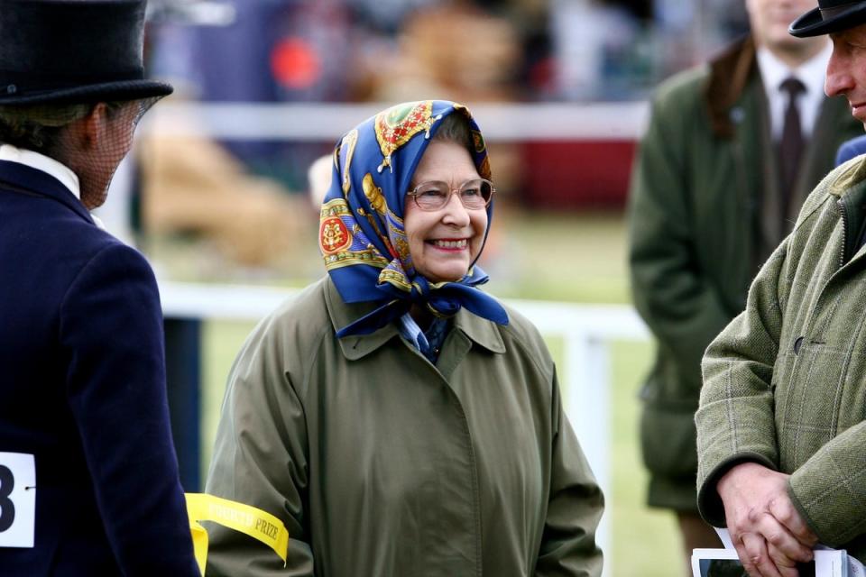 Queen Elizabeth II after watching the Ladies Side-Saddle in the Copper Horse Arena during the Royal Windsor Horse Show at Windsor Castle,  2009 (PA)