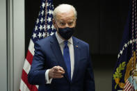 President Joe Biden visits a COVID-19 vaccination site at the VA Medical Center in Washington, Monday, March 8, 2021. (AP Photo/Patrick Semansky)