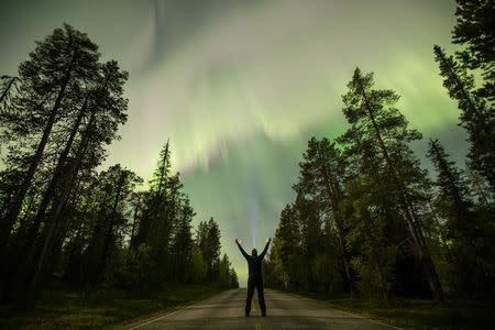 FILE PHOTO - The Aurora Borealis (Northern Lights) is seen over the sky near the village of Pallas (Muonio region) of Lapland, Finland September 8, 2017. REUTERS/Alexander Kuznetsov/All About Lapland