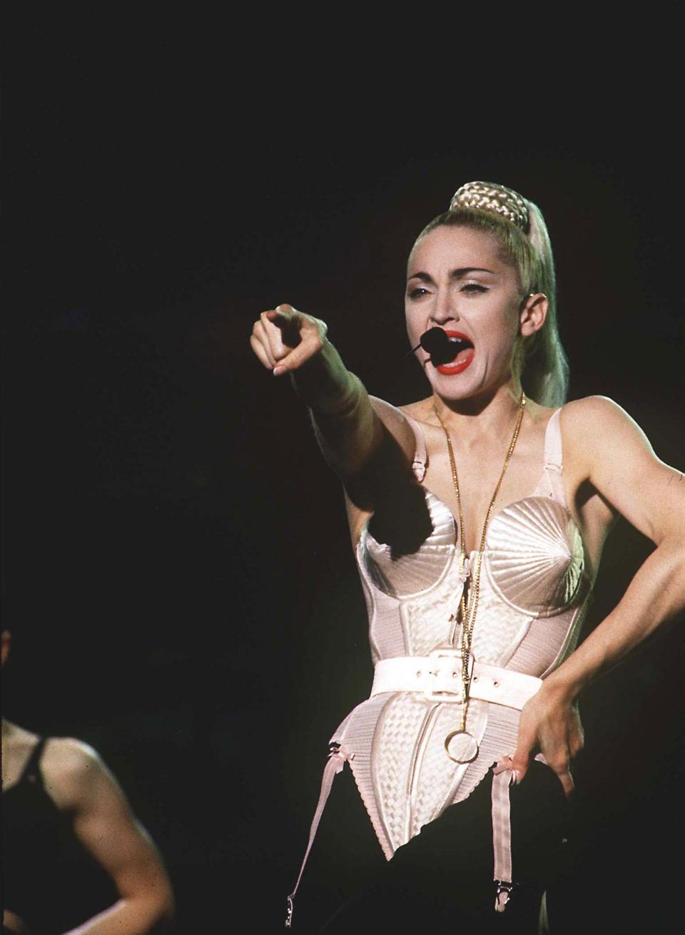 <span><span>Madonna Performing on the 'Blonde Ambition' Tour, Tokyo, Japan - Apr 1990</span><span>Eugene Adebari/Shutterstock</span></span>