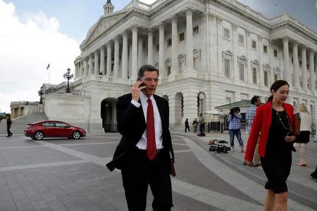 Senator John Barrasso (R-WY) leaves the U.S. Capitol for a meeting at the White House about the Senate healthcare bill in Washington, U.S., June 27, 2017. REUTERS/Joshua Roberts