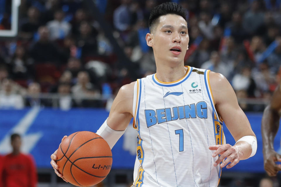 BEIJING, CHINA - NOVEMBER 06: Jeremy Lin #7 of Beijing Ducks in action during 2019/2020 CBA League - Beijing Ducks v Shandong West King at Beijing Wukesong Sport Arena on November 6, 2019 in Beijing, China. (Photo by Fred Lee/Getty Images)