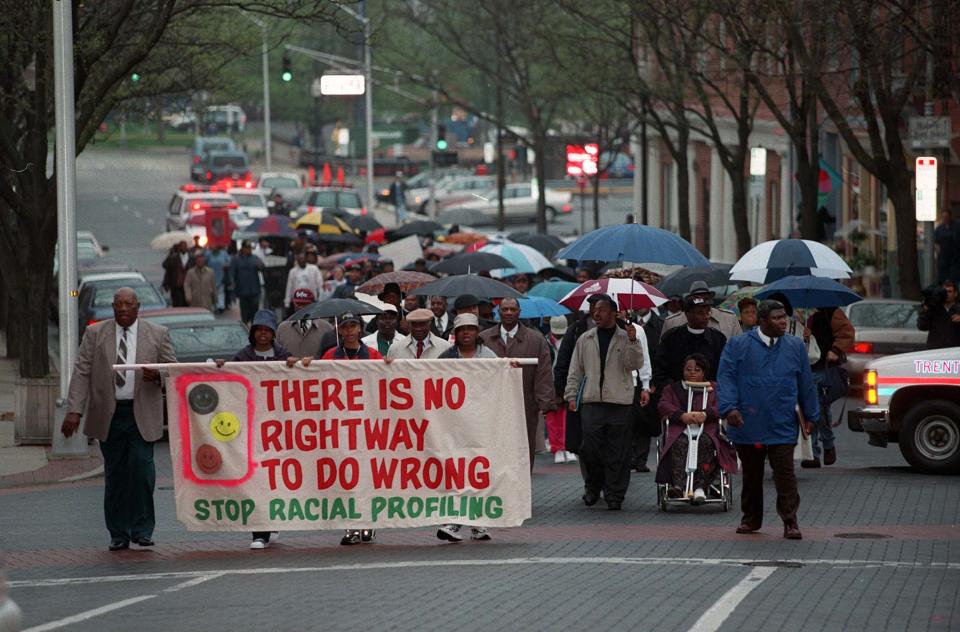 A rally and march to the statehouse in Trenton was held on April 23, 1999, to mark the one year anniversary of the Jersey Four shooting.