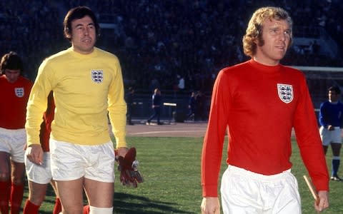 Bobby Moore leads England out, followed by Gordon Banks - Credit: Action Images