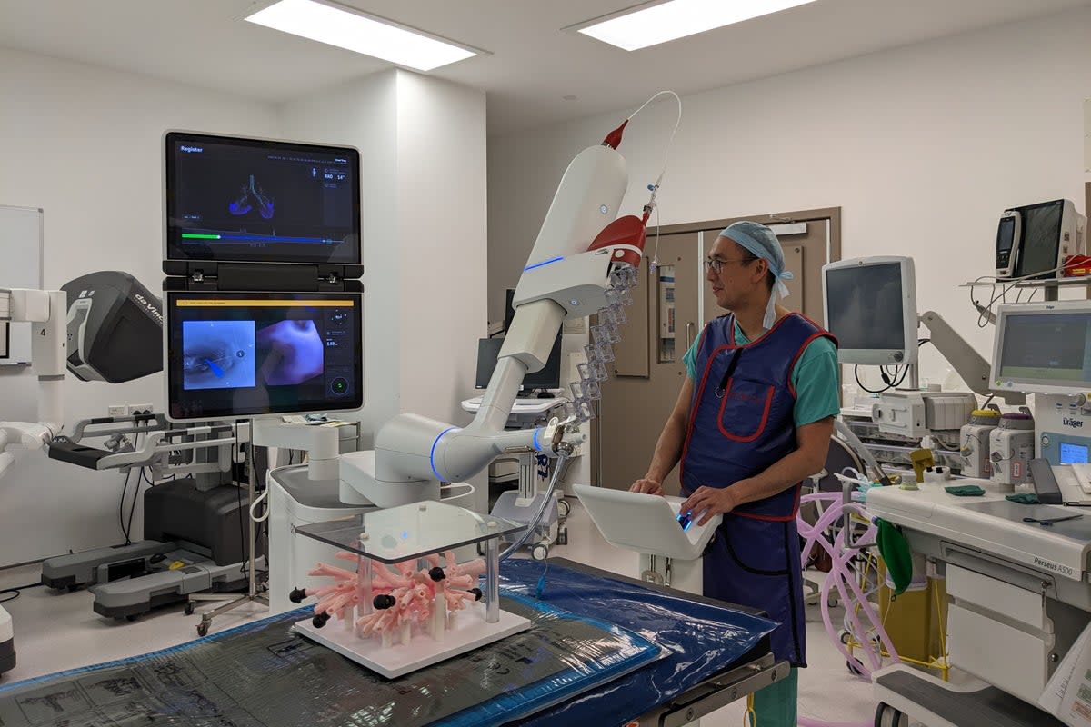 Kelvin Lau, consultant thoracic surgeon for St Bartholomew’s Hospital, using the ION system (ION/PA) (ION)