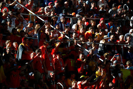 Soccer Football - World Cup - Group G - Belgium vs Tunisia - Spartak Stadium, Moscow, Russia - June 23, 2018 Fans during the match REUTERS/Kai Pfaffenbach