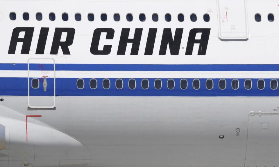 An Air China passenger jet at Beijing Daxing airport.