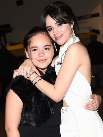 <p>Nicholas Hunt/Getty </p> Camila Cabello and Sofia Cabello at the 60th Annual GRAMMY Awards in 2018.