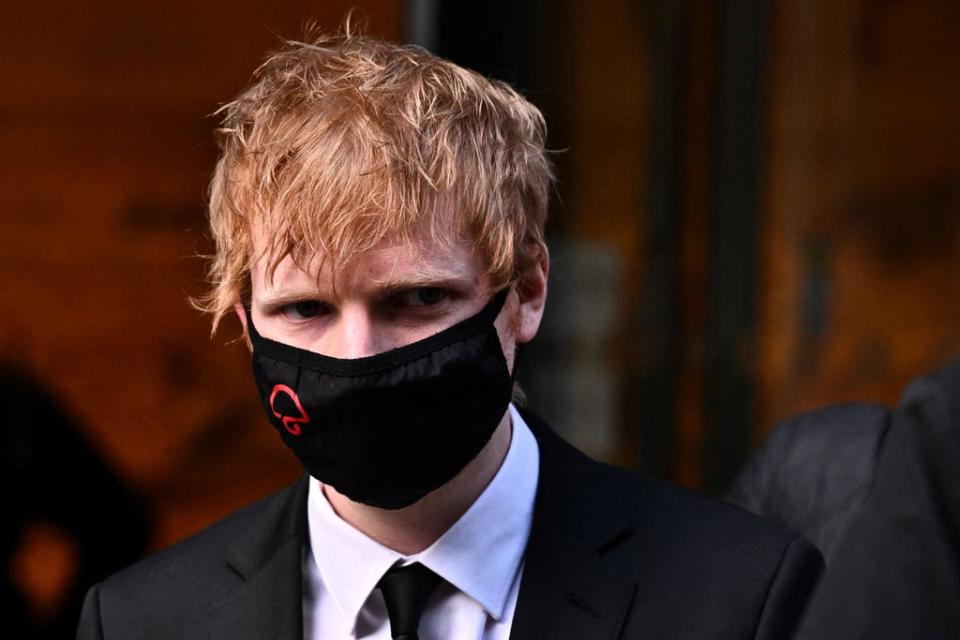 Sheeran comparece ante el tribunal el 8 de marzo (AFP via Getty Images)