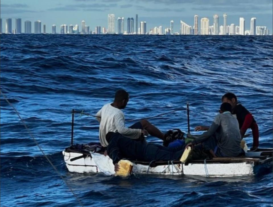 A migrant vessel found by the Coast Guard about 10 miles east of Sunny Isles, Florida, Jan. 8, 2023.