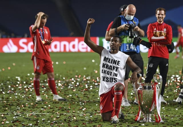 David Alaba took the knee after Bayern's victory