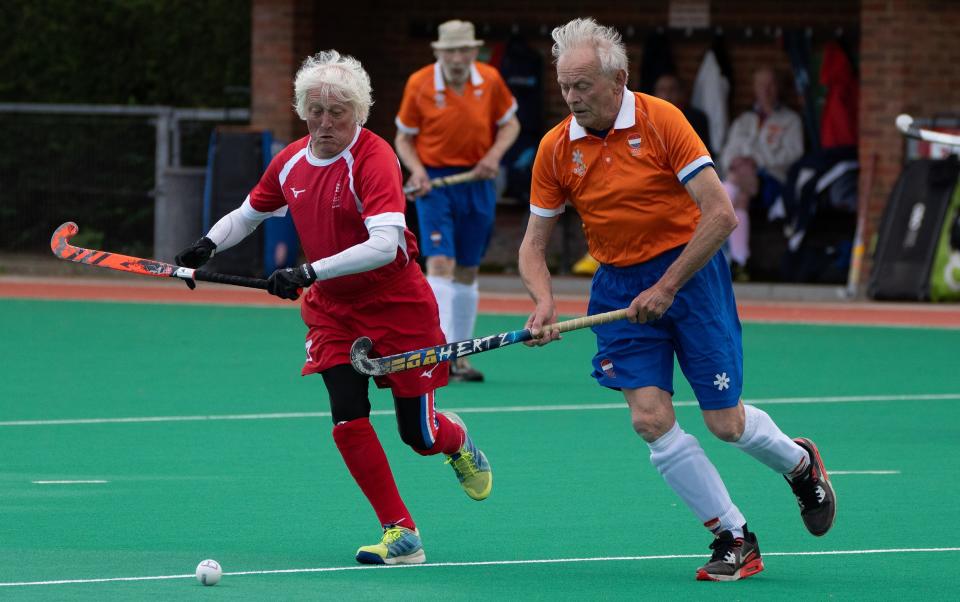 England Masters Over 80s Hockey Team play the Netherlands Over 80s team in an annual international match in Canterbury