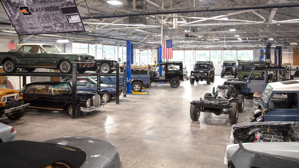 Part of the 25,000-square-foot facility belonging to Blackbridge Motors.