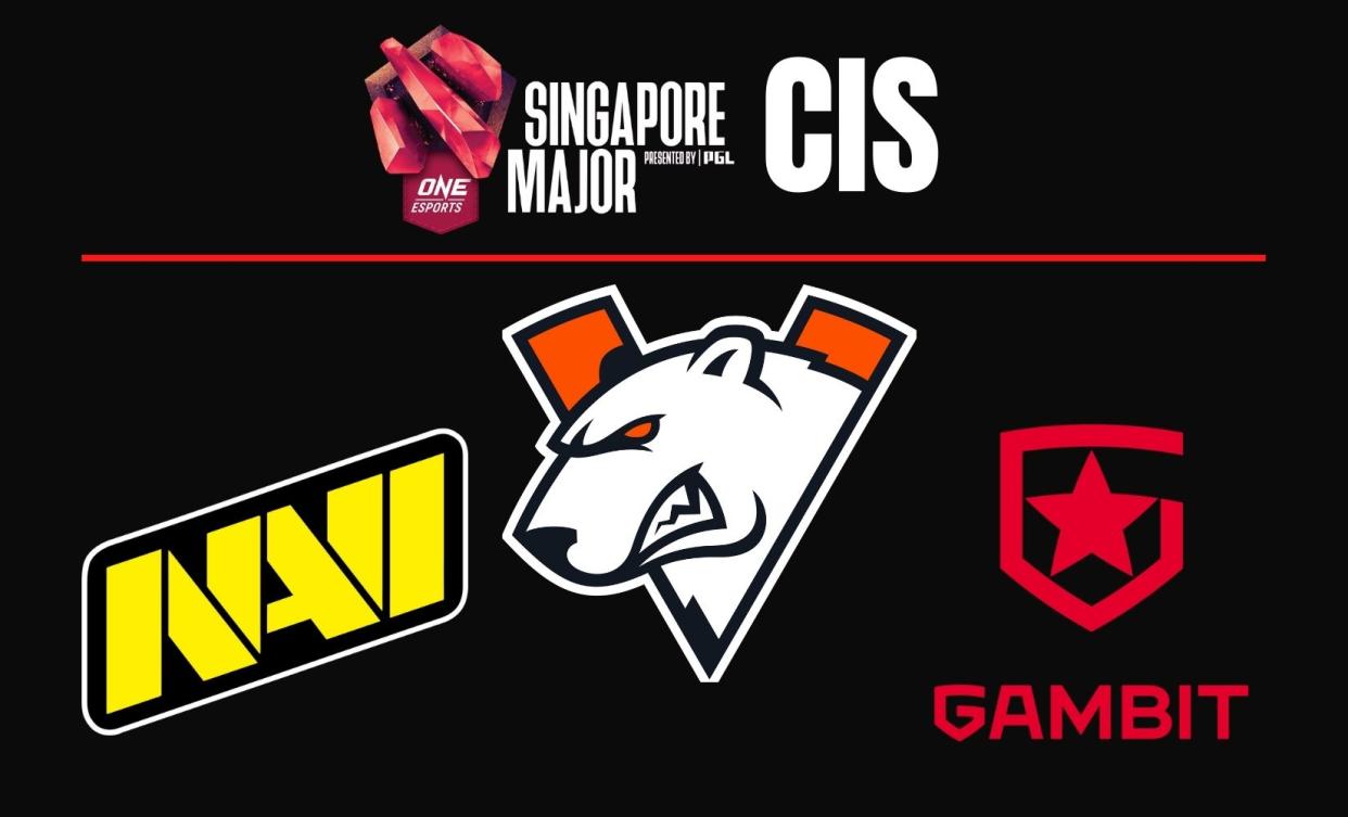 (Illustration: Yahoo Esports, Logos: ONE Esports, Virtus.pro, Natus Vincere, Gambit Esports)