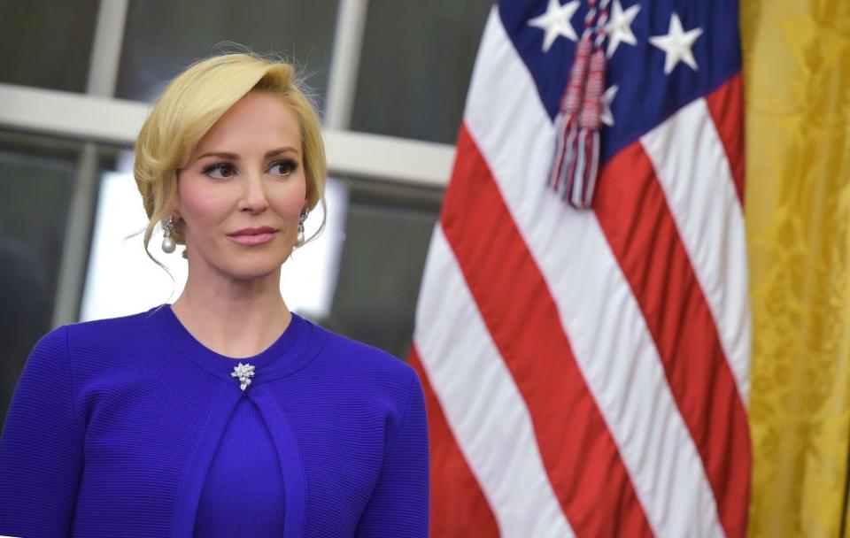 Louise Linton attends the swearing in ceremony of Treasury Secretary Steven Mnuchin on Feb. 13, 2017, at the White House in Washington, D.C. (Photo: MANDEL NGAN/AFP/Getty Images) 