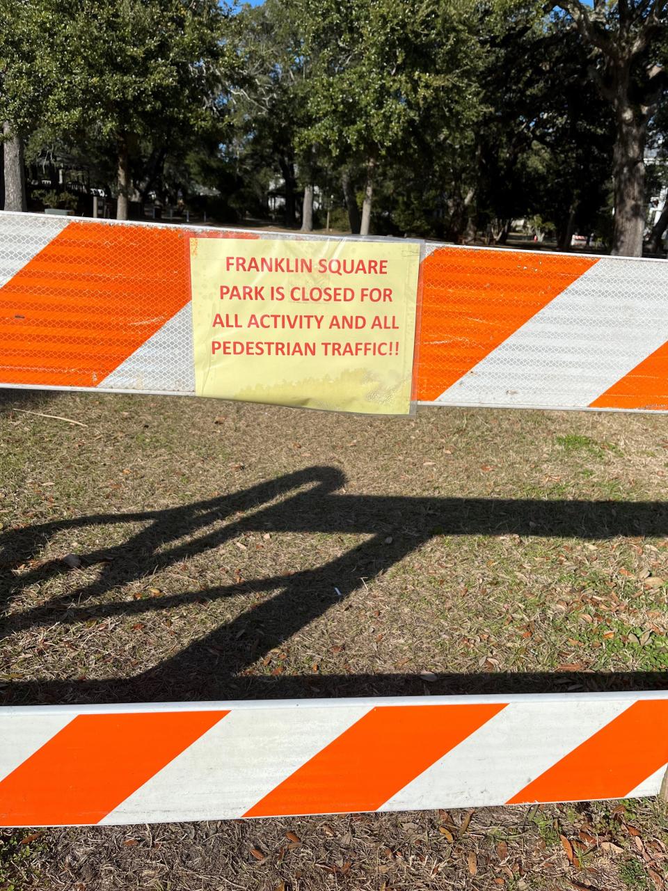 Franklin Square Park in Southport remains closed to the public.