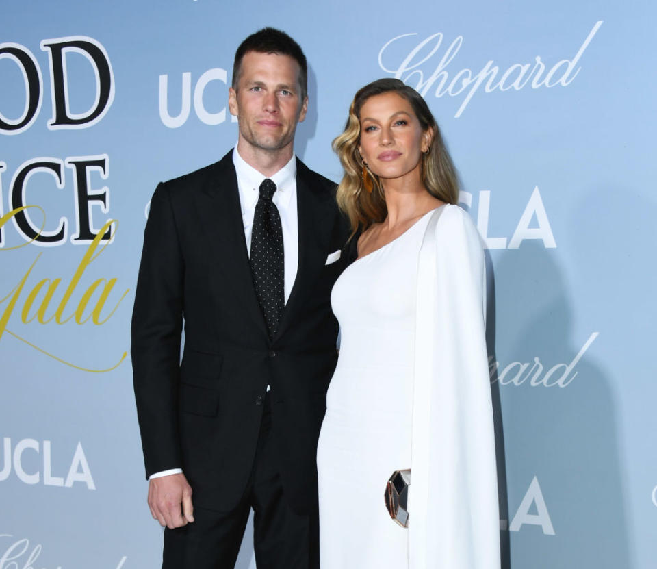 Gisele Bündchen has openend up about her lifestyle in a new interview, pictured with husband Tom Brady in February 2019. (Getty Images)