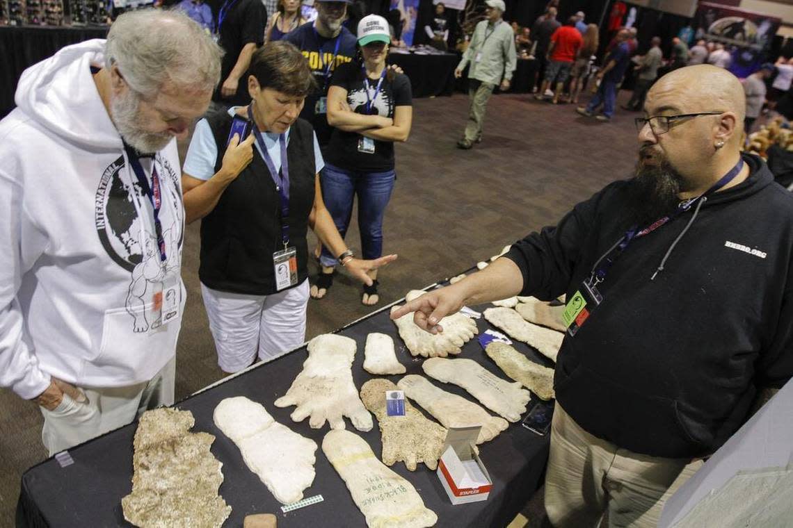 September 3, 2017 - Sasquatch enthusiasts talk and listen to Johnathan Sumerlin during the International Bigfoot Conference at the Three River Convention Center on Saturday in Kennewick. Sumerlin spoke about the Bigfoot sightings he has witnessed.