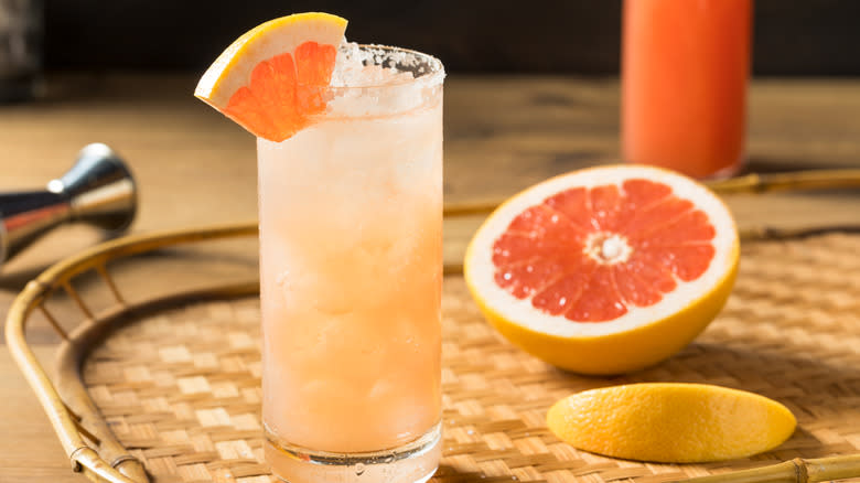 Paloma with grapefruit garnish