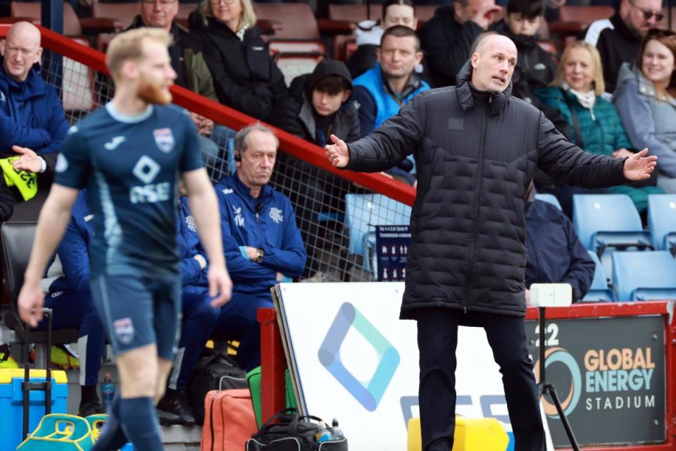 Rangers manager Philippe Clement can't hide his frustration during the cinch Premiership match against Ross County in Dingwall this afternoon <i>(Image: PA)</i>