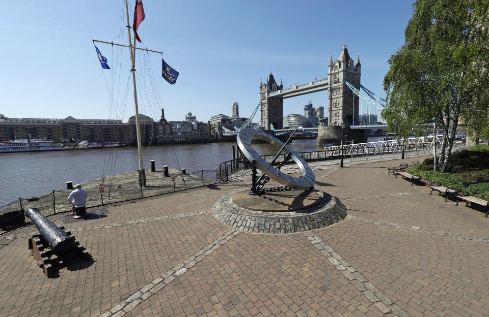 PA asked its photographers to take one picture at NOON to show the impact of coronavirus on the UK and Ireland. A popular riverside walk alongside the Thames near London's Tower Bridge is almost empty as tourists stay away, shops and business remain closed and the population in lockdown in the continuing fight against the coronavirus.