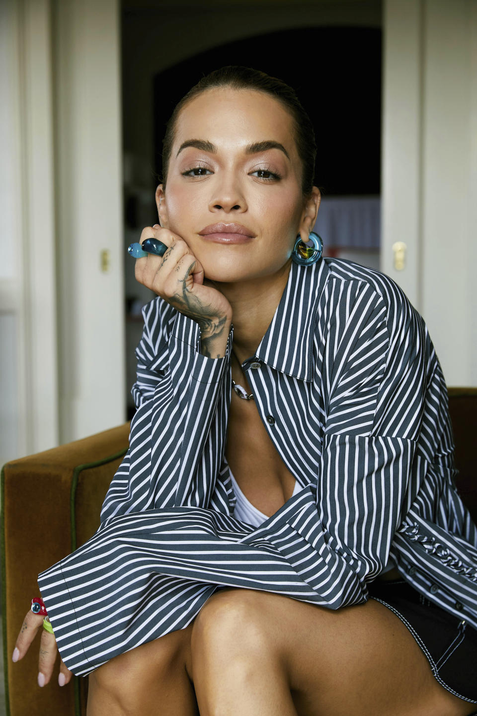 Rita Ora poses for a portrait to promote her new album "You & I" on Wednesday, April 26, 2023, at The Bowery Hotel in New York. (Photo by Taylor Jewell/Invision/AP)