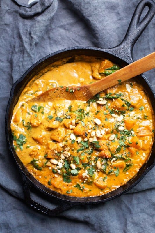 <p>Little Spice Jar</p><p>Ultra delicious Thai-inspired butternut squash red curry that is creamy, spicy, rich and comforting! The sweet butternut squash pairs beautifully with all the red curry spices.</p><p><strong>Get the recipe: <a href="https://littlespicejar.com/thai-butternut-squash-red-curry/" rel="nofollow noopener" target="_blank" data-ylk="slk:Thai Butternut Squash Red Curry;elm:context_link;itc:0;sec:content-canvas" class="link rapid-noclick-resp">Thai Butternut Squash Red Curry</a></strong></p><p><strong>Related: <a href="https://parade.com/1267987/parade/butternut-squash-recipes/" rel="nofollow noopener" target="_blank" data-ylk="slk:58 Best Butternut Squash Recipes;elm:context_link;itc:0;sec:content-canvas" class="link rapid-noclick-resp">58 Best Butternut Squash Recipes</a></strong></p>