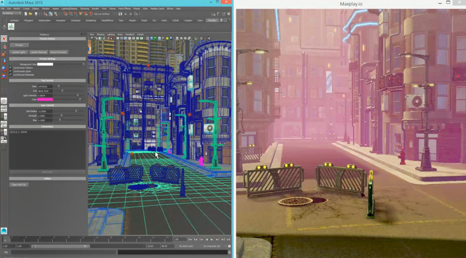 The MaxPlay Game Development Suite lets you view tools (such as Maya) in real-time.