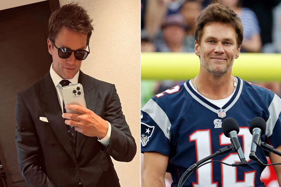 <p>tombrady/Instagram; Fred Kfoury III/Icon Sportswire via Getty</p> Tom Brady shares a rare outfit selfie to his Instagram Story amid rumored romance with model Irina Shayk