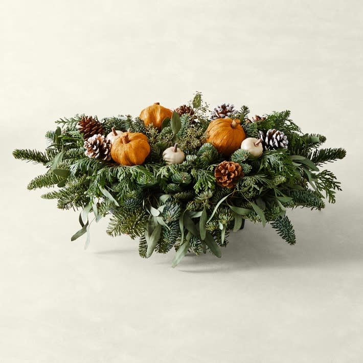 Williams Sonoma Greens & Gourds Thanksgiving Centerpiece