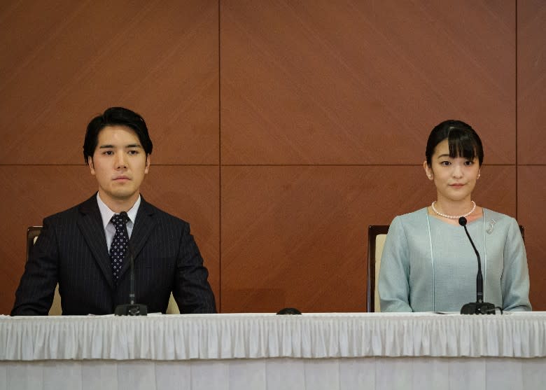 小室圭（左）與真子（右）結婚後赴美生活。（Getty Images圖片）

