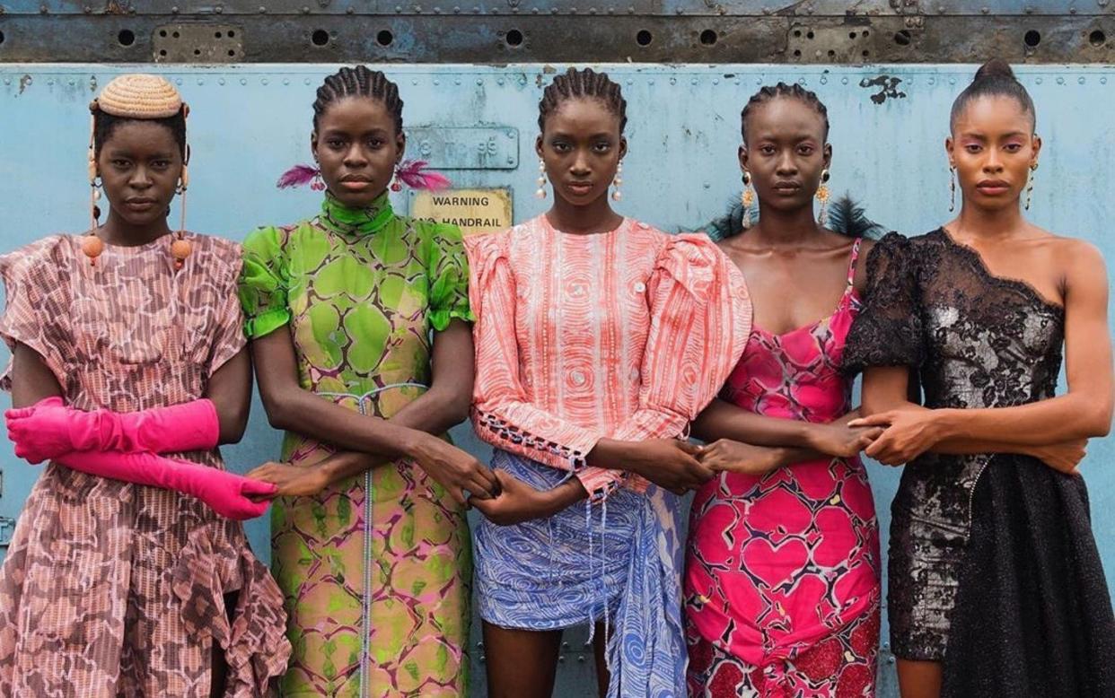 Models holding hands, Lagos, Nigeria, 2019 by Stephen Tayo - Lagos Fashion Week
