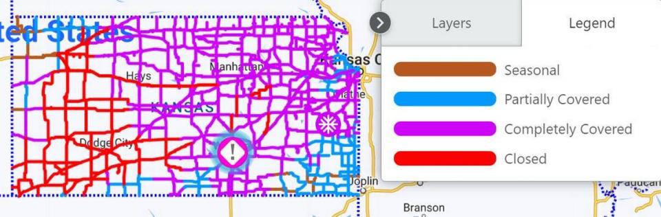 As of 10:30 a.m., highways across Kansas were completely snow covered or even closed after a winter storm.