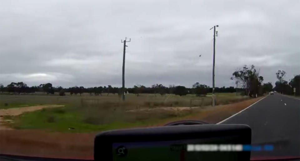 The car then veers back over to the other side of the highway. Source: WA Police