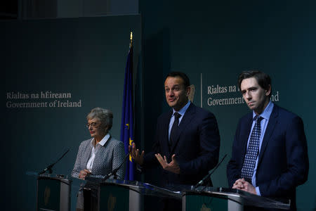 Taoiseach (Prime Minister) of Ireland Leo Varadkar speaks at a news conference with Minister for Health Simon Harris and Minister for Children Katherine Zappone announcing that the Irish Government will hold a referendum on liberalising abortion laws at the end of May, in Dublin, Ireland, January 29, 2018. REUTERS/Clodagh Kilcoyne