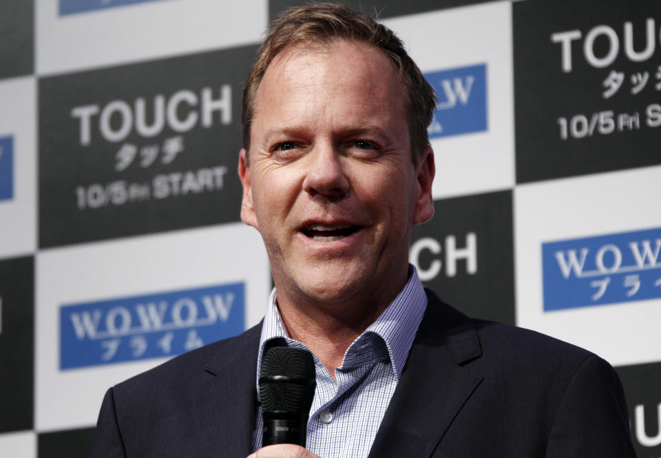 FILE - In a Monday, Sept. 3, 2012 file photo, actor Kiefer Sutherland speaks during a press conference on his TV drama "Touch" in Tokyo. Netflix’s revival of ‘Designated Survivor’ is an interesting failed experiment. Producers tried to create a new series out of the ashes of a cancelled ABC show. They learned how the television world has changed. (AP Photo/Koji Sasahara, File)