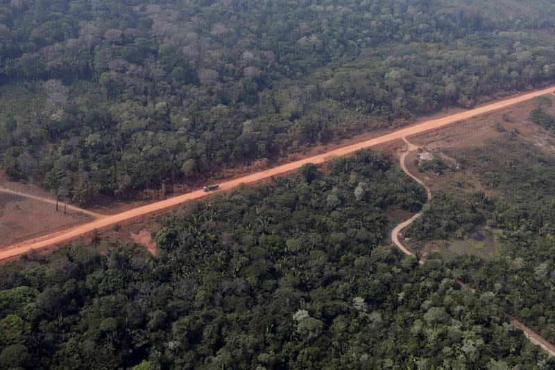 FILE PHOTO: An aerial view of the road BR-319 highway near city of Humaita