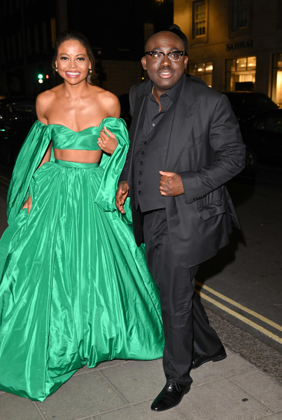 LONDON, ENGLAND - SEPTEMBER 04: (L-R) Emma Weymouth, Marchioness of Bath and Editor-In-Chief of British Vogue Edward Enninful attends Edward Enninful's "A Visible Man" book launch at Claridge's Hotel on September 04, 2022 in London, England. (Photo by Karwai Tang/WireImage)