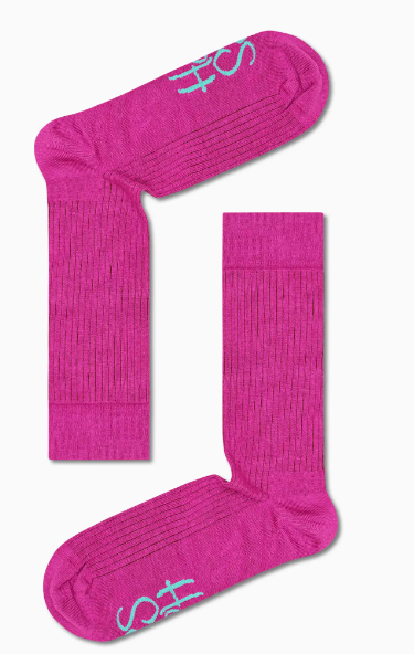 Hot Pink Trend Happy-Socks-Solid-Logo-Rib-Sock