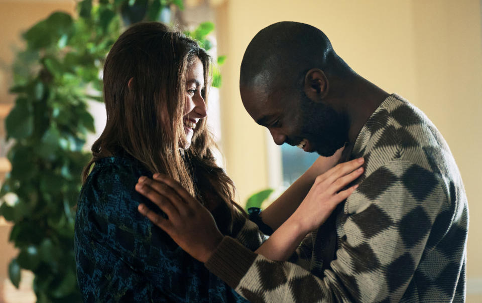 Sarah (Charly Clive) and George (Paapa Essiedu) in The Lazarus Project (Sky UK)