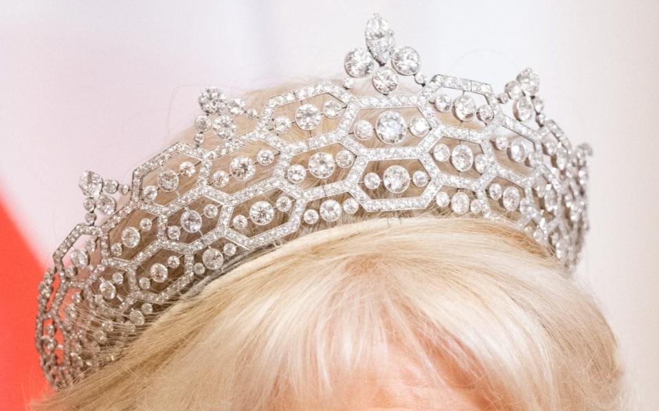 The Greville tiara is described as the “honeycomb” tiara thanks to its intricate tessellated design - WireImage