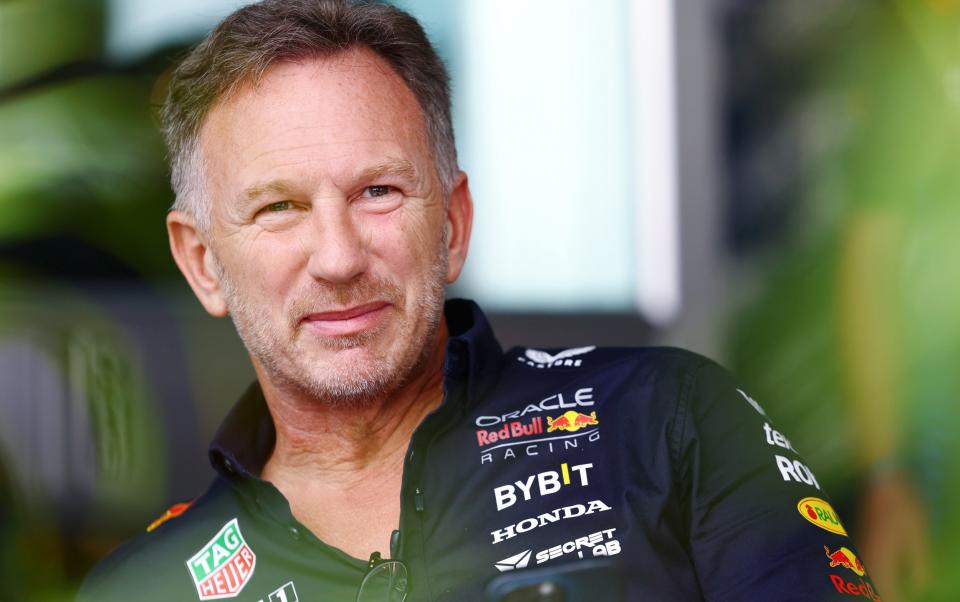 Christian Horner looks on in the paddock