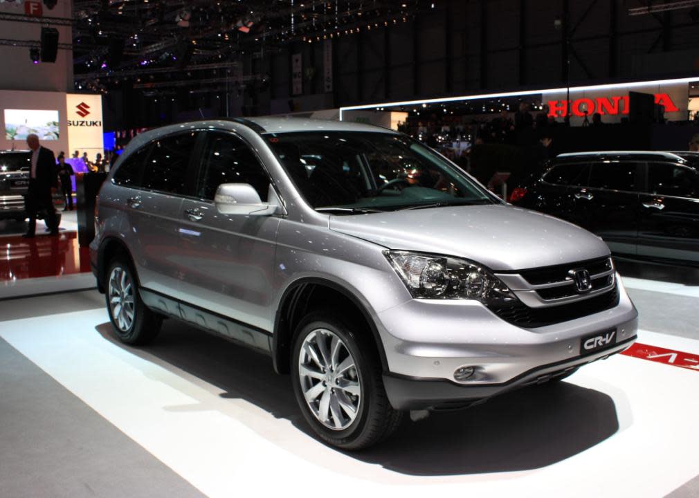 A 2010 Honda CR-V car on display at an International Motor Show.