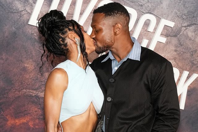 <p>John Nacion/Variety via Getty</p> From Left: Meagan Good and Jonathan Majors in New York City on July 8, 2024