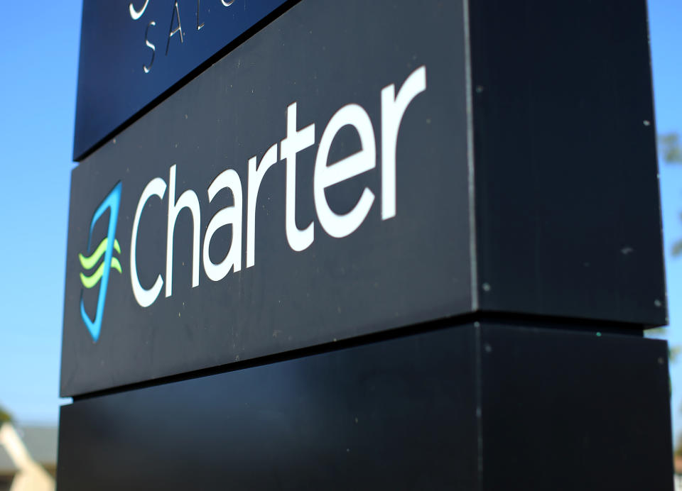 A Charter Communications company store sign is pictured in Long Beach, California, U.S., January 26, 2017. REUTERS/Mike Blake