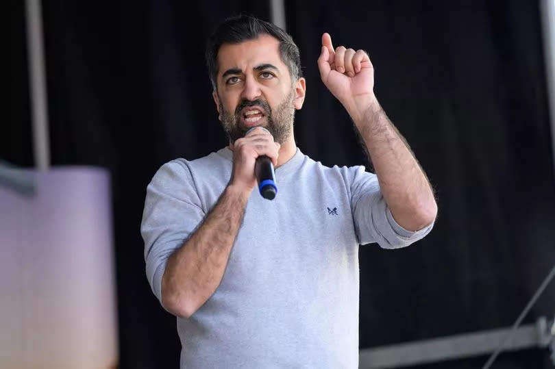 First Minister Humza Yousaf addressing Scottish independence campaigners at George Square in Glasgow -Credit:Wattie Cheung