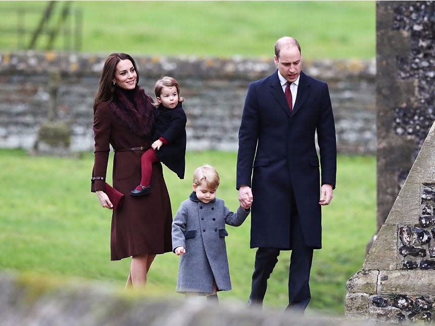 Prince William, Kate Middleton, and their kids with the Middletons on Christmas.