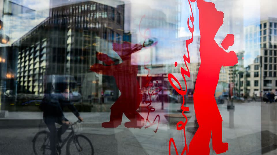 The logo for the Berlin International Film Festival, or Berlinale, is seen on a window at the Potsdamer Platz in Berlin. - John Macdougall/AFP/Getty Images