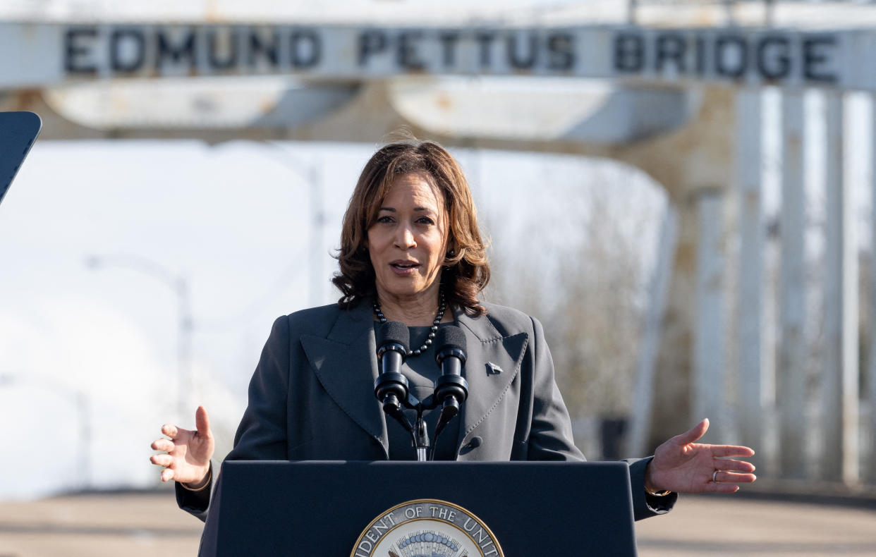 Vice President Kamala Harris commemorates the 59th anniversary of Bloody Sunday in Selma, Ala., in March.