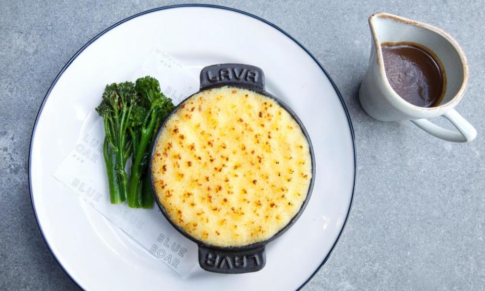 The Blue Boar’s lentil shepherd’s pie: ‘I couldn’t say no, especially because it came with a jug of rich, black garlic gravy.’